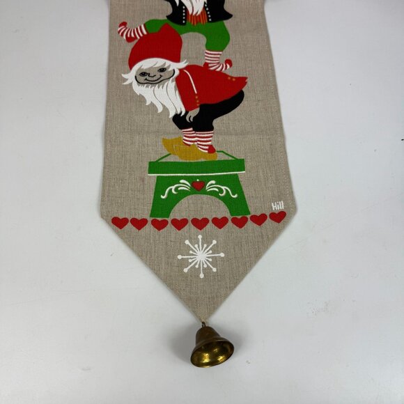 Vintage Scandinavian Christmas Wall Hanging With Gnomes lighting candles - Picture 3 of 4